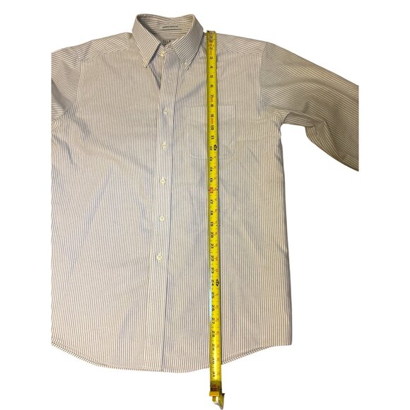 L.L.Bean Men's Button Down Long Sleeve Collared White and Blue Striped Shirt Siz - Picture 10 of 15